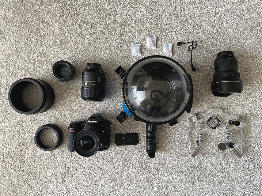 Image of my Equipment that I use for creating photographing from inside the ocean
